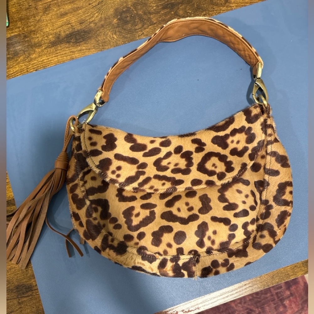 Eric Javits Leopard Print Pony Hair Shoulder Bag 🐆 Tassel Detail